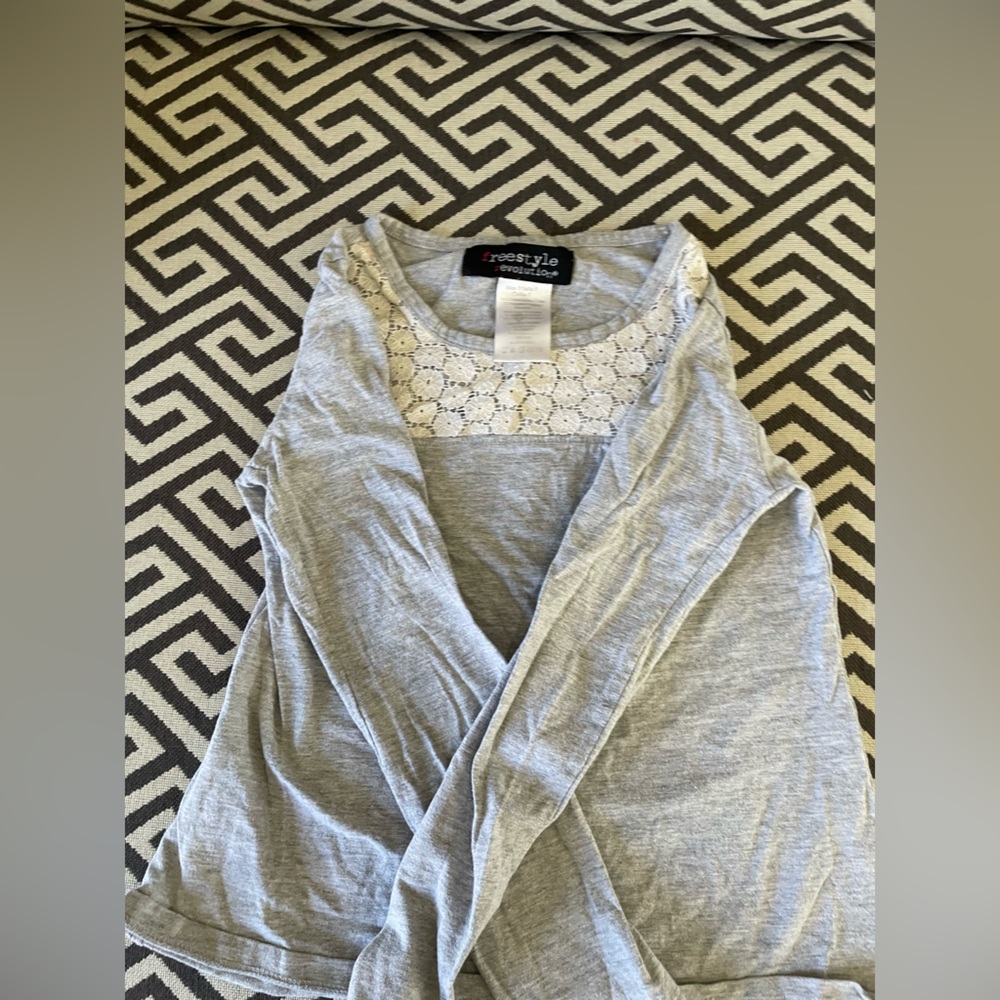 Freestyle Gray Lace Trim Shirt